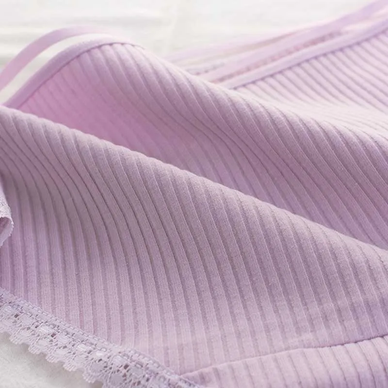 Women's Cotton Panties Female Striped Breathable Briefs Sexy Lace Decoration Underwear Women Plus Size L XL XXL Lingerie Intimates  (12)