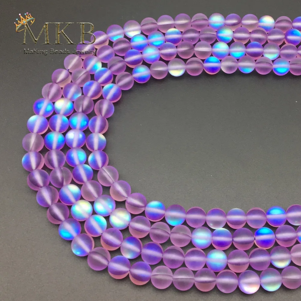 

A+ Matte Purple Austria Crystal Round Beads For Jewelry Making 6 8 10 12mm Glitter MoonStone Beads Diy Bracelet Wholesale
