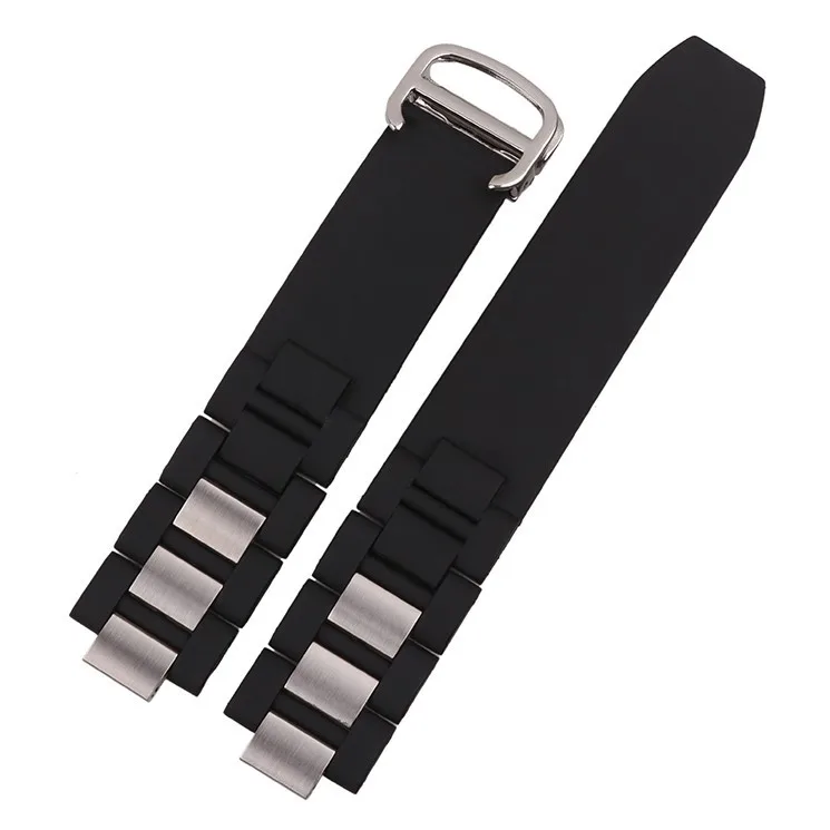 Convex mouth rubber with Stainless steel watchband 20mm lug 10mm watch strap folding Buckle bracelet special