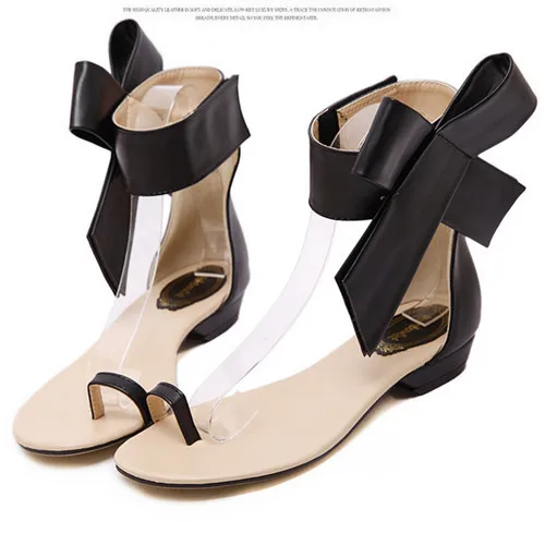 Koovan/женские босоножки г. Новая модная женская летняя обувь с большим бантом в стиле ретро сандалии на плоской подошве для вечеринок пляжные шлепанцы, Размеры 35-40 - Цвет: Черный