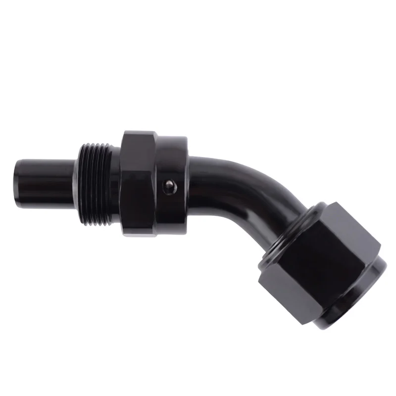 3AN PTFE Fuel Line Hose End Fitting for Teflon Hose,Black Aluminum 90 Degree Swivel Female