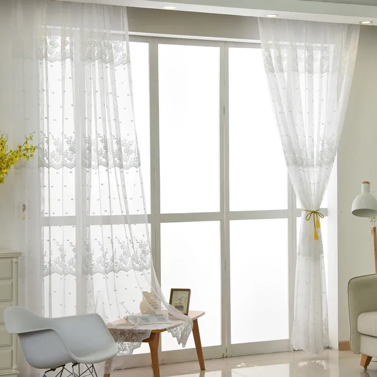 Тюль, занавески для гостиной, спальни, современное роскошное белое растение, украшение для дома, занавеска, отвесная кисточка, драпировка на окно, вуаль