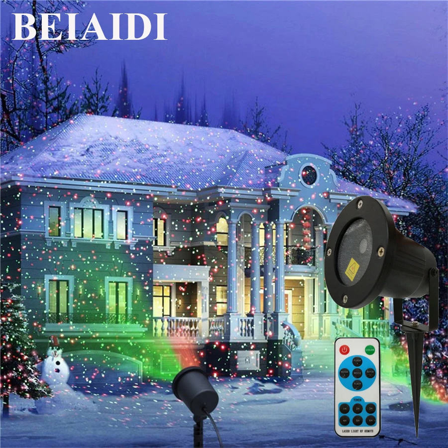 

BEIAIDI Outdoor R&G Christmas Laser Light Moving Full Sky Star Laser Projector Home Garden Landscape Star DJ Diso Stage Light