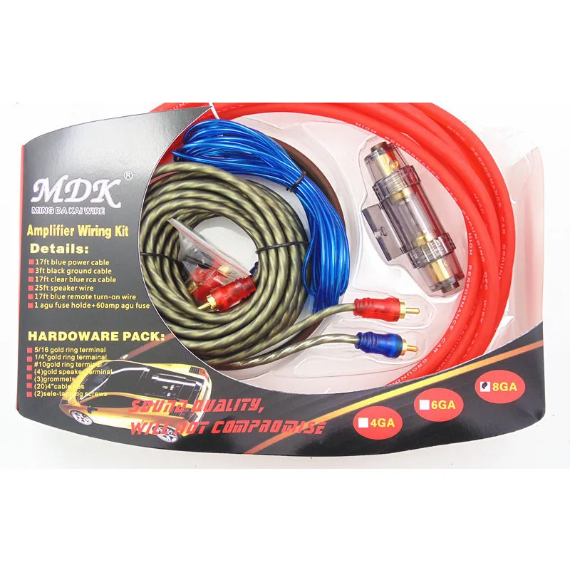 

Amplifier Subwoofer Speaker Installation 8GA 5m Power Cable 1500W AMP Fuse Holder Car Audio Speakers Wiring Kits Cable 60A