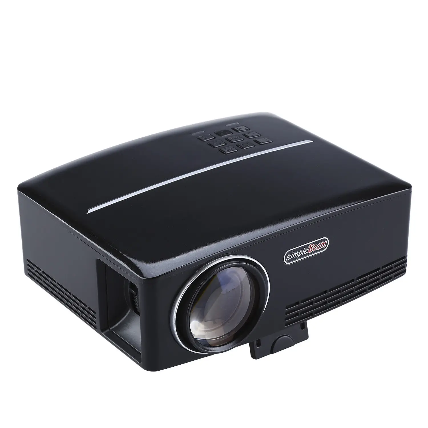 UEEVII GP80 Smart Projector 1080P 1800 Lumens Keystone Correction 2200:1 USB HDMI AV VGA 800*480 Portable Black