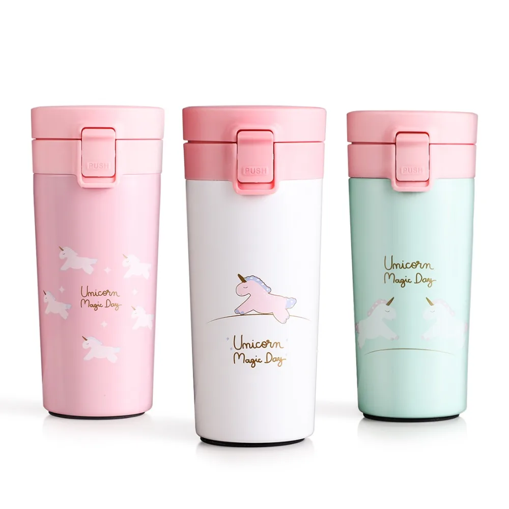 

400ml Unicorn Thermos Coffee Mug Travel Vacuum Flask Stainless Steel Portable Water Bottle Insulation Cup Thermocup