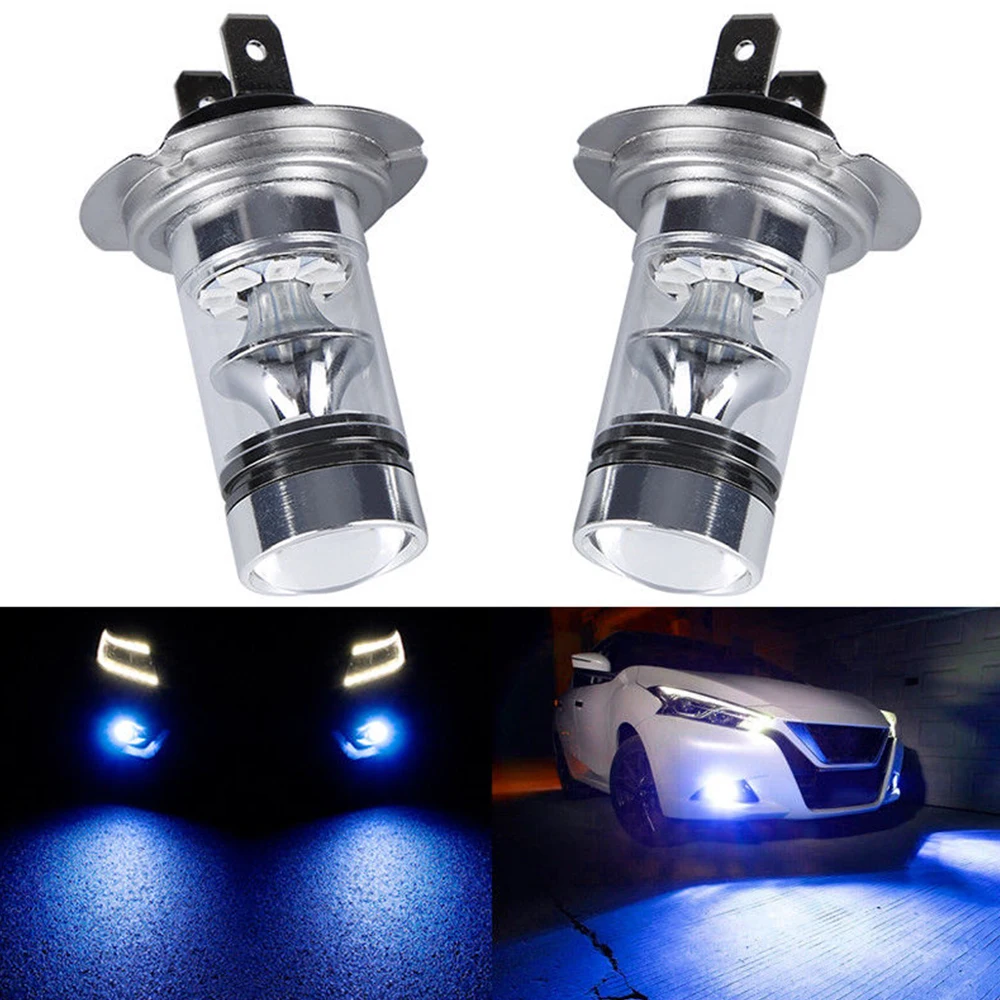 

2PCS Ice Blue H7 100W 2323 LED 8000K Projector Fog Driving Light Bulbs 12V