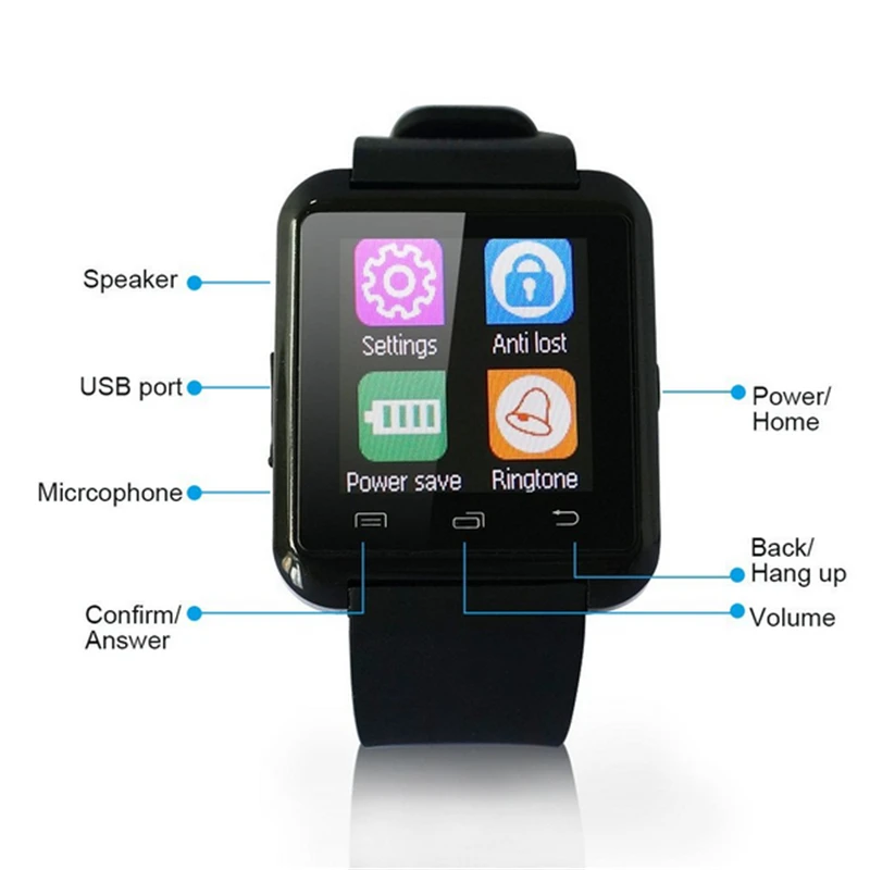 U8 умные часы с Bluetooth громкой связью, музыкальный плеер для детей, Мужской умный браслет, уличный спортивный шагомер для телефонов на Android