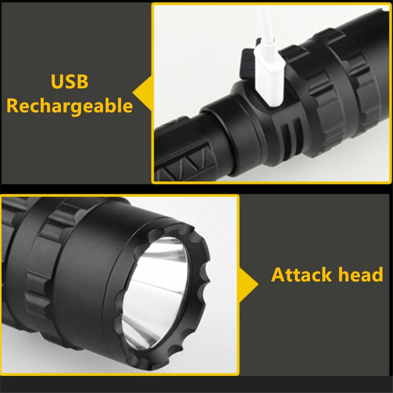 Tactical Flashlight LED USB Rechargeable 6000Lm XM-L L2 Flashlight Torch 18650 Lantern waterproof 5 Modes Camping Light Tactical Flashlight LED USB Rechargeable 6000Lm XM-L L2 Flashlight Torch 18650 Lantern waterproof 5 Modes Camping Light