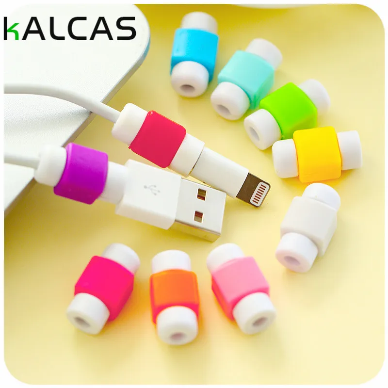 

KALCAS Earphones Protector Colorful Cover Case Cable Charger For iphone 5 5s 5se 6s 6 5.5 7 7 plus Samsung USB Data Protector