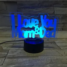 Любовь Мама и папа 3D Визуальный свет 7 цветов Изменение творческий сенсорный настольные лампы освещение для гостиной атмосферная лампа светодиодный 3D лампа