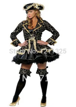 

plus size s-3xl New Women Deluxe Pirate Halloween Cosplay Costumes Dress With Hat Eyecover Wholesale Reatil Free Shipping