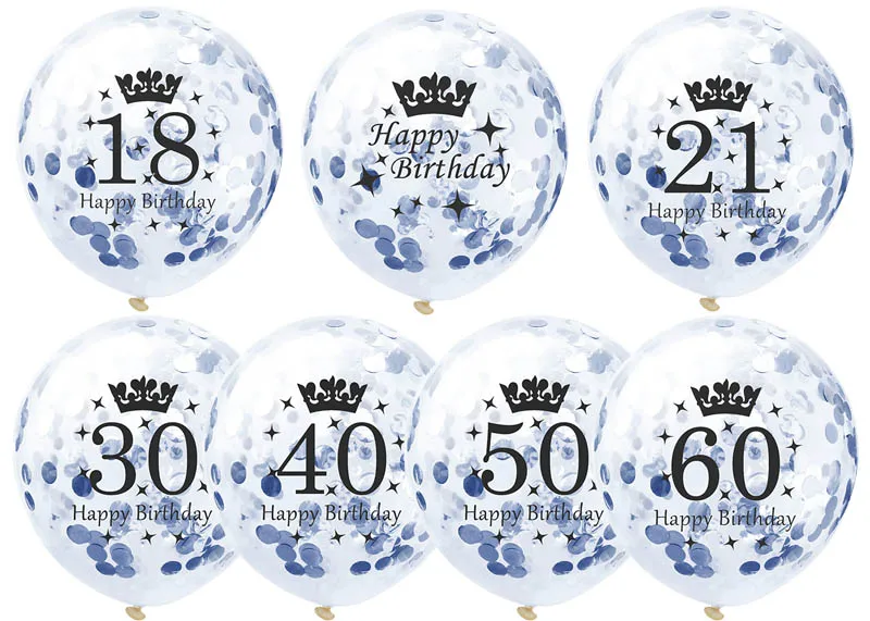 5 шт. 12 дюймов конфетти шары латексные золотые и черные шары на день рождения 18 21 30 40 50 лет юбилей Свадебная вечеринка украшения