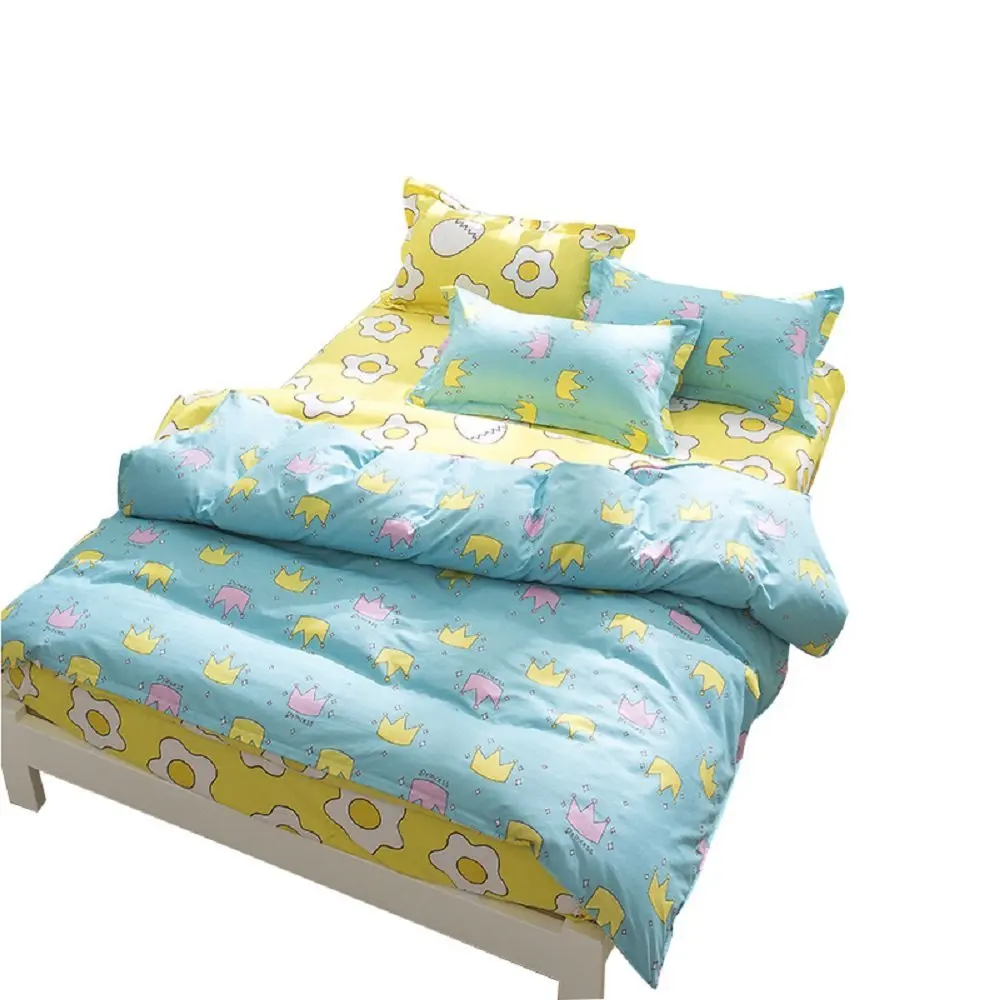 WINLIFE 3Pcs Crown Bedding Cartoon Duvet Cover Sets Cartoon Kids Bedding Clouds Girls Bedding