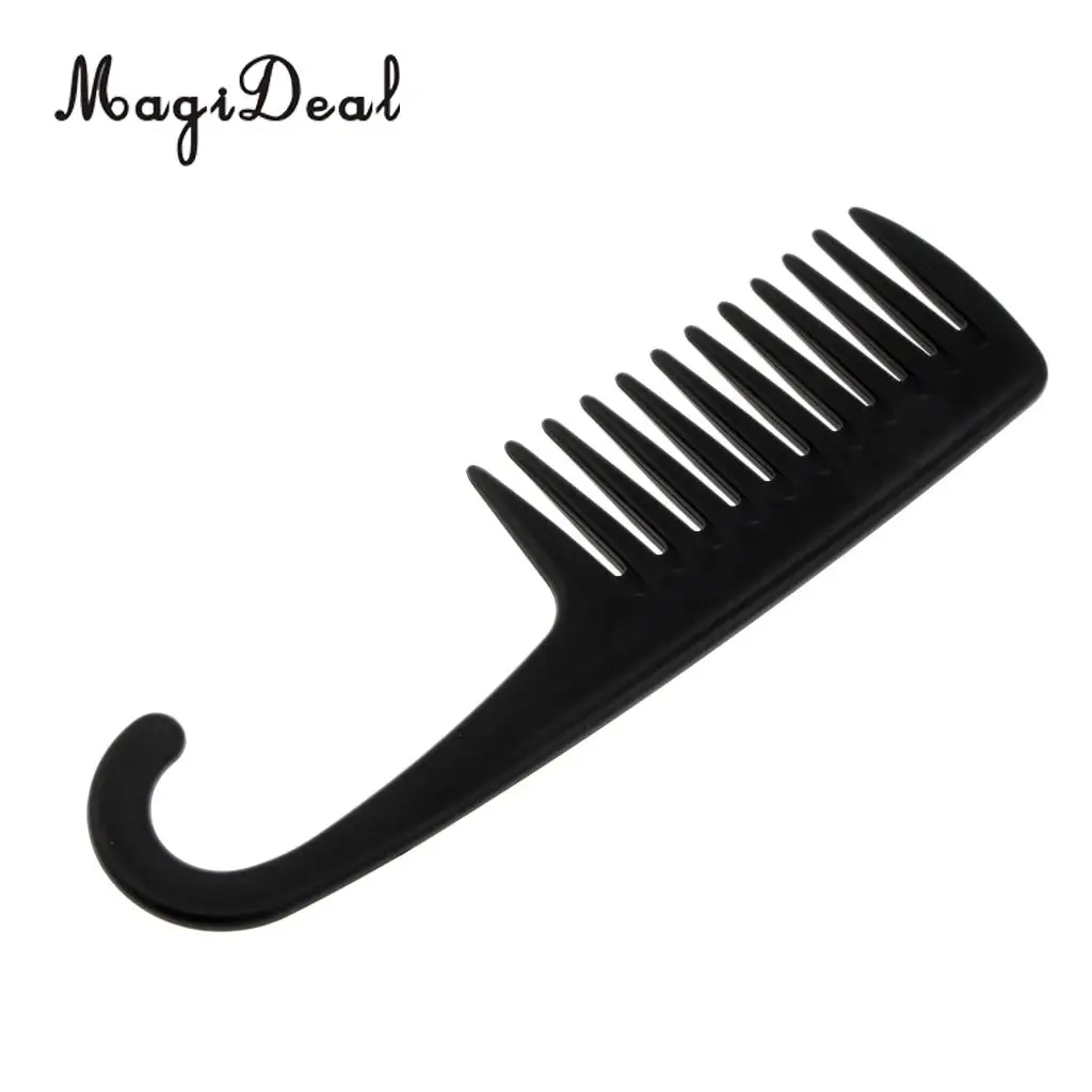 Shower Hanging Comb Wide Tooth Comb with Hook Wet Dry Hair Detangling Conditioning Hair Black Comb