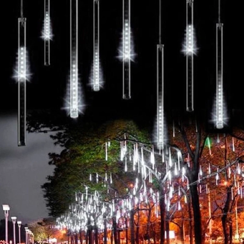 

LED Meteor Shower Rain Tubes 30cm 50cm 8 Tube Christmas String Light Waterproof Home Garden Party Wedding Decoration EU Plug