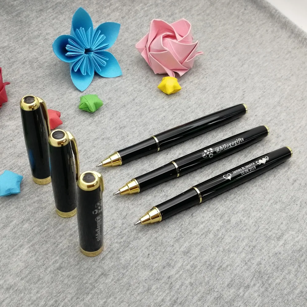 

Unique Trade show giveaways free logo pen with gold clip 50pcs a lot to custom engrave free with your company contacts/phone
