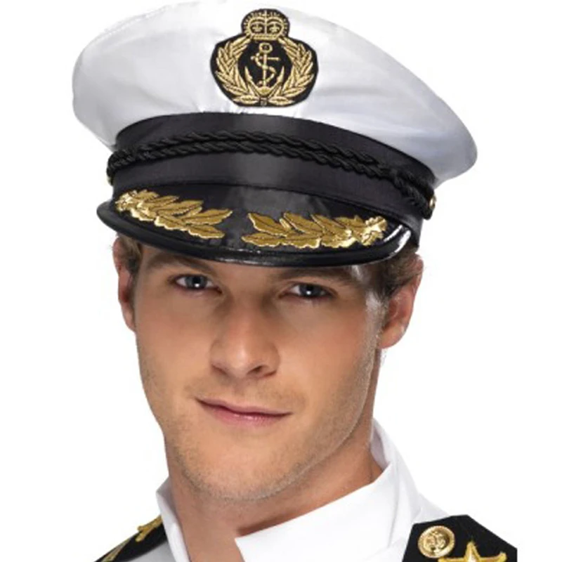 Кепка тайн шляпа Белая Атласная яхта лодка темно-синий унисекс матросский костюм Кепка маскарадный костюм