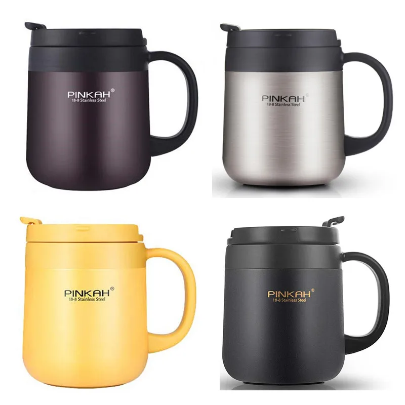 

Pinkah 400ML 304 Stainless Steel Thermos Mugs Office Cup With Handle With Lid Insulated Tea mug Thermos Cup Office Thermoses