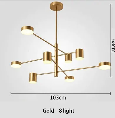 Gold 8 Light Nordic гостиная лампы простой пост современный моделирование освещение Ресторан спальня творческая личность вращения Лофт 8L - Цвет абажура: Gold 8 Light