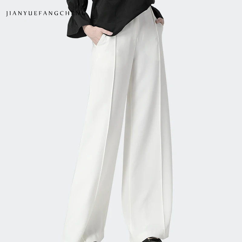 2019 Newest High Waisted Wide Leg White Zipper Fly Women' Pants Plus Size 4XL Loose-Fitting Soft Flat Woven Woman Trousers Pants 2019 Newest High Waisted Wide Leg White Zipper Fly Women' Pants Plus Size 4XL Loose-Fitting Soft Flat Woven Woman Trousers Pants