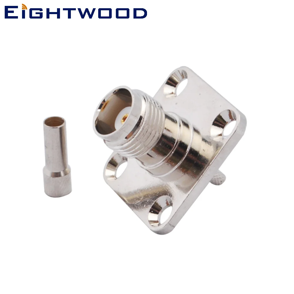

Eightwood 5 шт. TNC обжимной разъем Женский RF коаксиальный разъем адаптер с 4 отверстиями Панельное крепление для коаксиального кабеля LMR100 RG174 RG316
