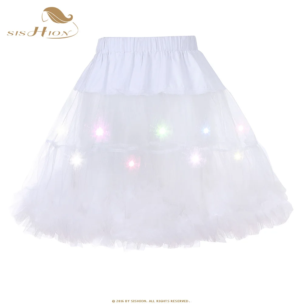 SISHION, Радужный светодиодный, на год, вечерние, Рождественские юбки, Женская юбка, эластичная, высокая талия, сексуальная юбка-пачка из тюля, LP0001