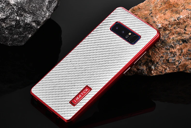 iMatch Luxury Aluminum Metal Bumper Carbon Fiber Back Cover Case for Samsung Galaxy Note 8