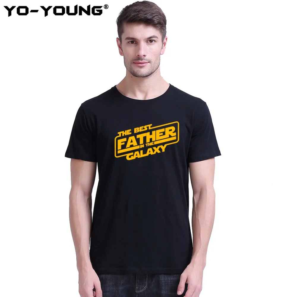 

Yo-Young Men T-Shirt Best Father in The Galaxy Star Wars Funny Letters Print 100% 180g Combed Cotton Fashion Tee Tops Customized