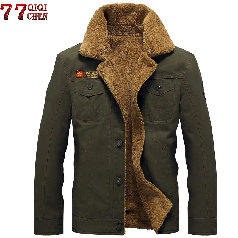 QIQICHEN зимняя куртка-бомбер мужская куртка пилота ВВС размера плюс 5XL Военная тактическая куртка мужская повседневная летная куртка