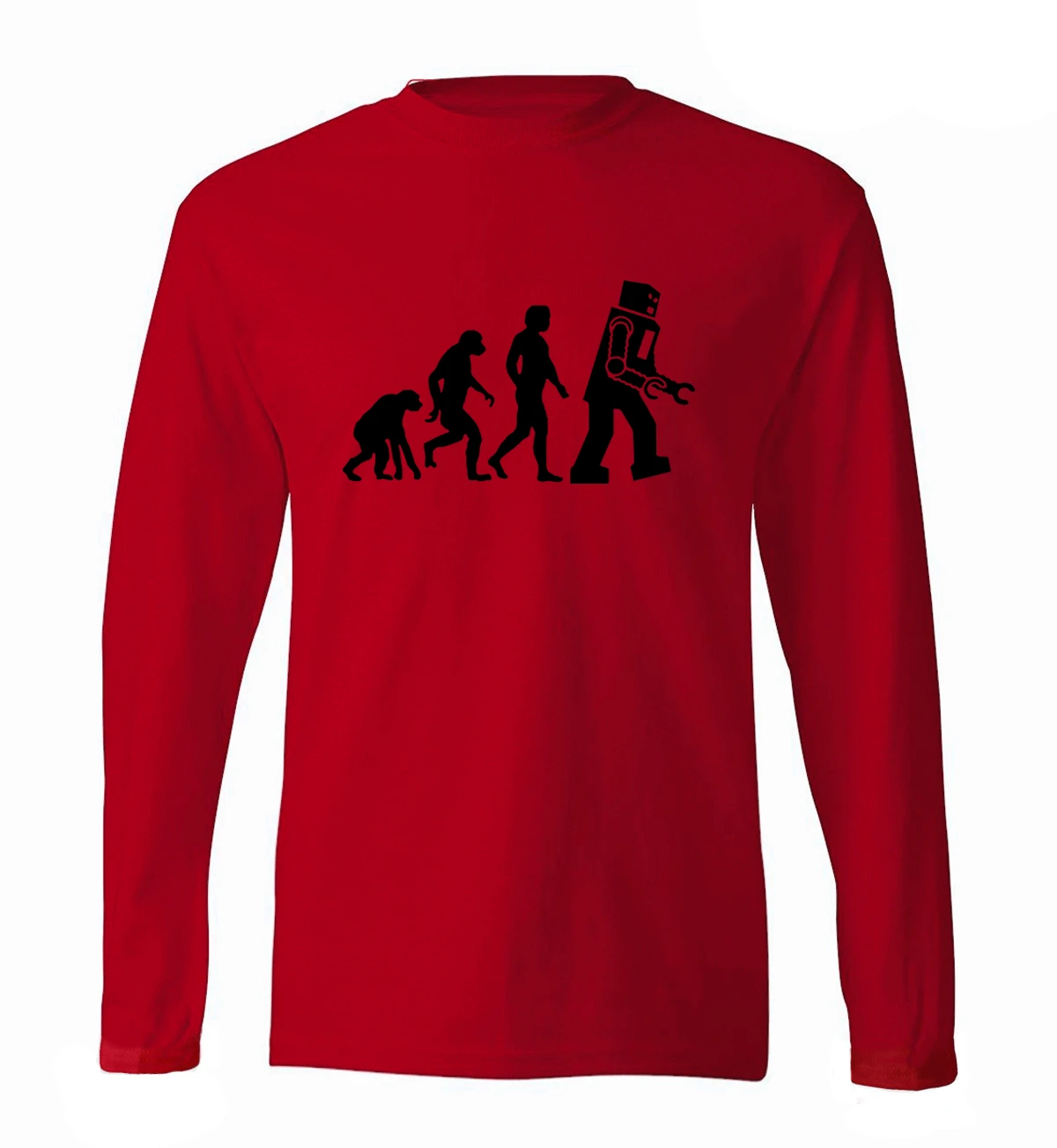 

The Big Bang Theory Robot Evolution men's long sleeve o-neck T-shirts 2019 new spring 100% cotton hip hop fitness man t shirt