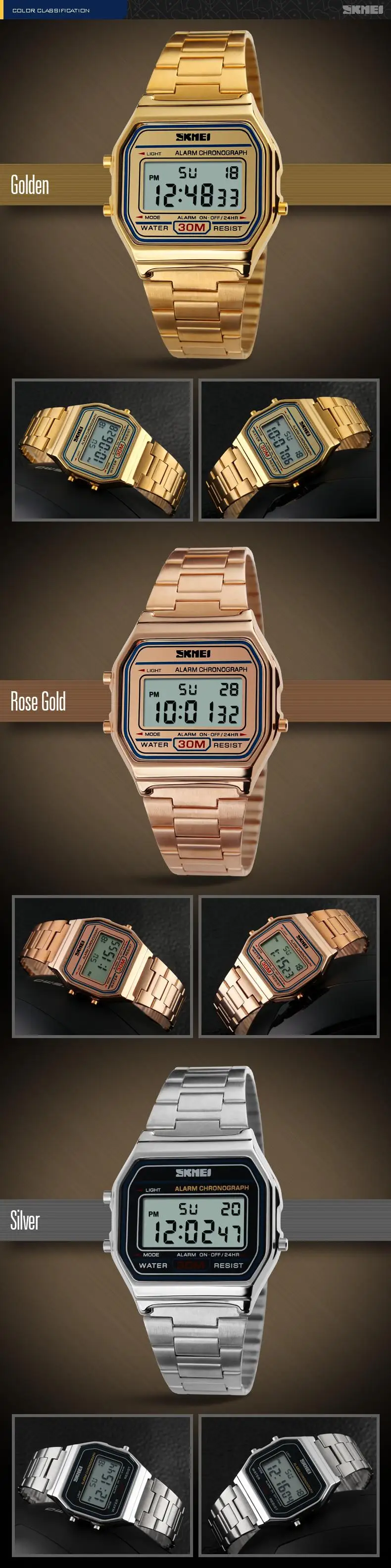 SKMEI Топ бренд Роскошные мужские часы светодиодный цифровые часы спортивные часы Relojes Нержавеющая Сталь военные водонепроницаемые наручные часы
