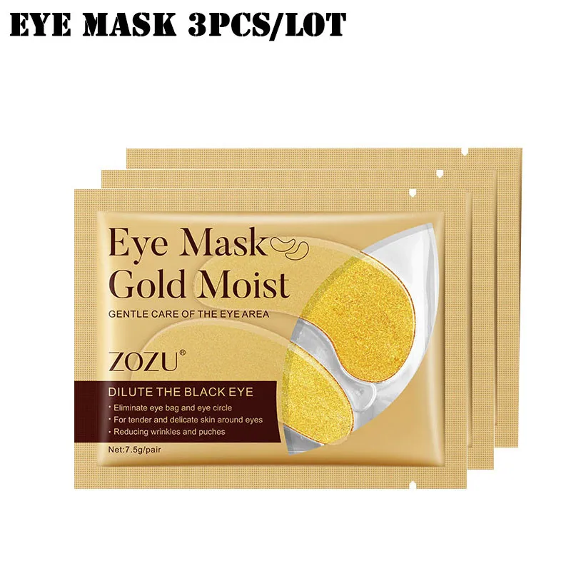 3PCS EYE MASK 24K золота коллагеновая маска для лица с украшением в виде кристаллов золота коллагеновая маска для лица, увлажняющий отбеливающий крем для лица против старения, для ухода за кожей в Корейском стиле Cosmenics маска - Цвет: 3PCS EYE MASK