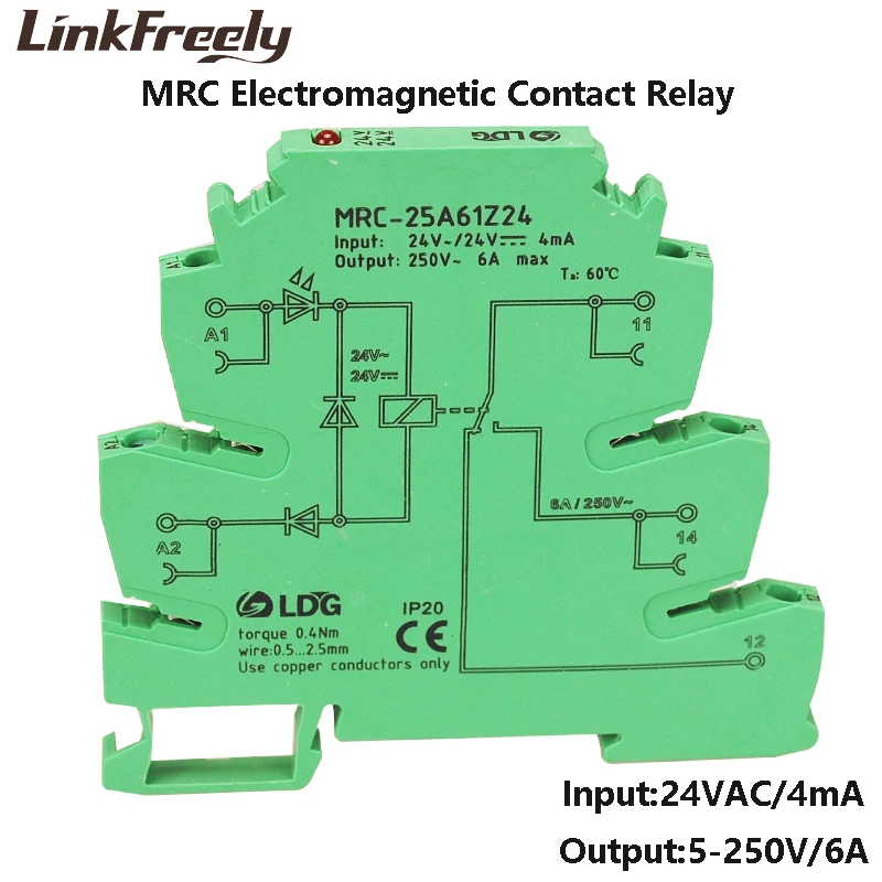 MRC-25A61Z24 1Z 24VAC PLC переключатель управления интерфейс релейный модуль 6A 250VAC/DC выход СВЕТОДИОДНЫЙ электромагнитный реле напряжения Din