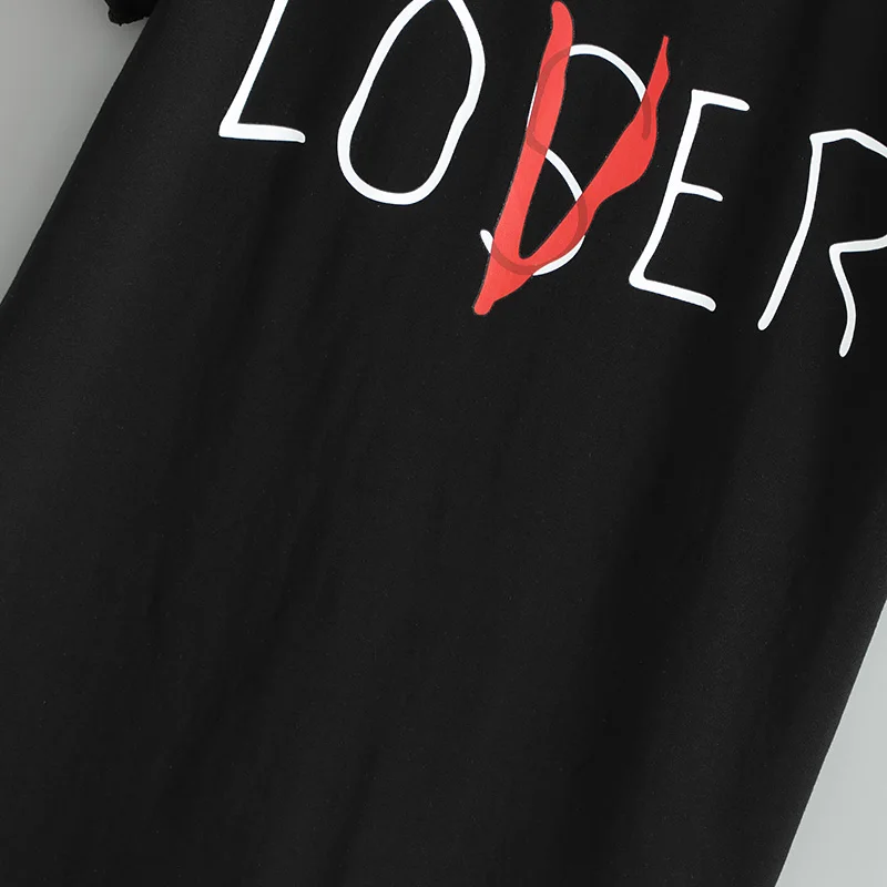 Проигравшая одежда с буквенным принтом летние женские футболки любовника размера плюс футболка в стиле Харадзюку в стиле хип-хоп женские футболки черные топы