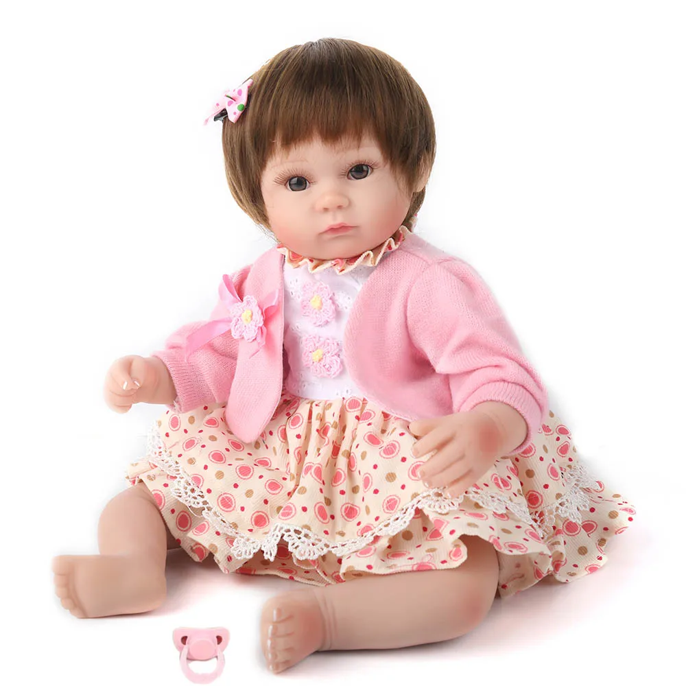 

16 inch 40cm Silicone Reborn Baby Doll Alive Lifelike Wig Hair Real Dolls Realistic Kids Reborn Babies Girl Bathe Toy Child Gift