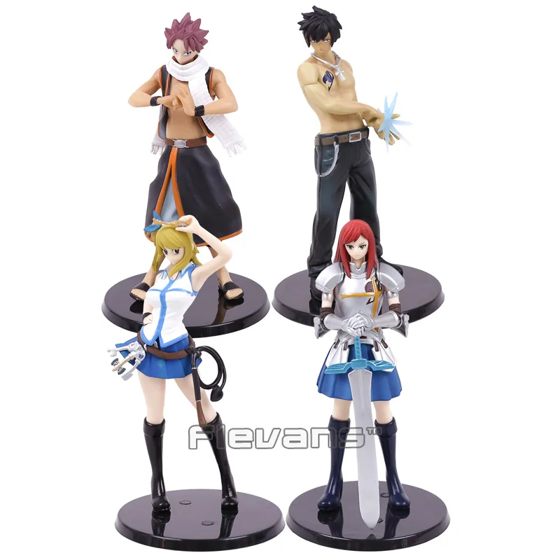 Fairy Tail Lucy Erza Natsu Grey PVC Action Figures