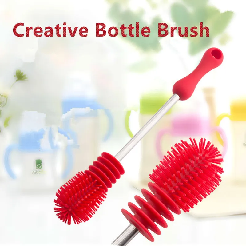 

Creative Bottle Brush Unique design For Baby Bottles Scrubbing Silicone Cleaning Tool Kitchen Cleaner For Washing Cleaning Brand