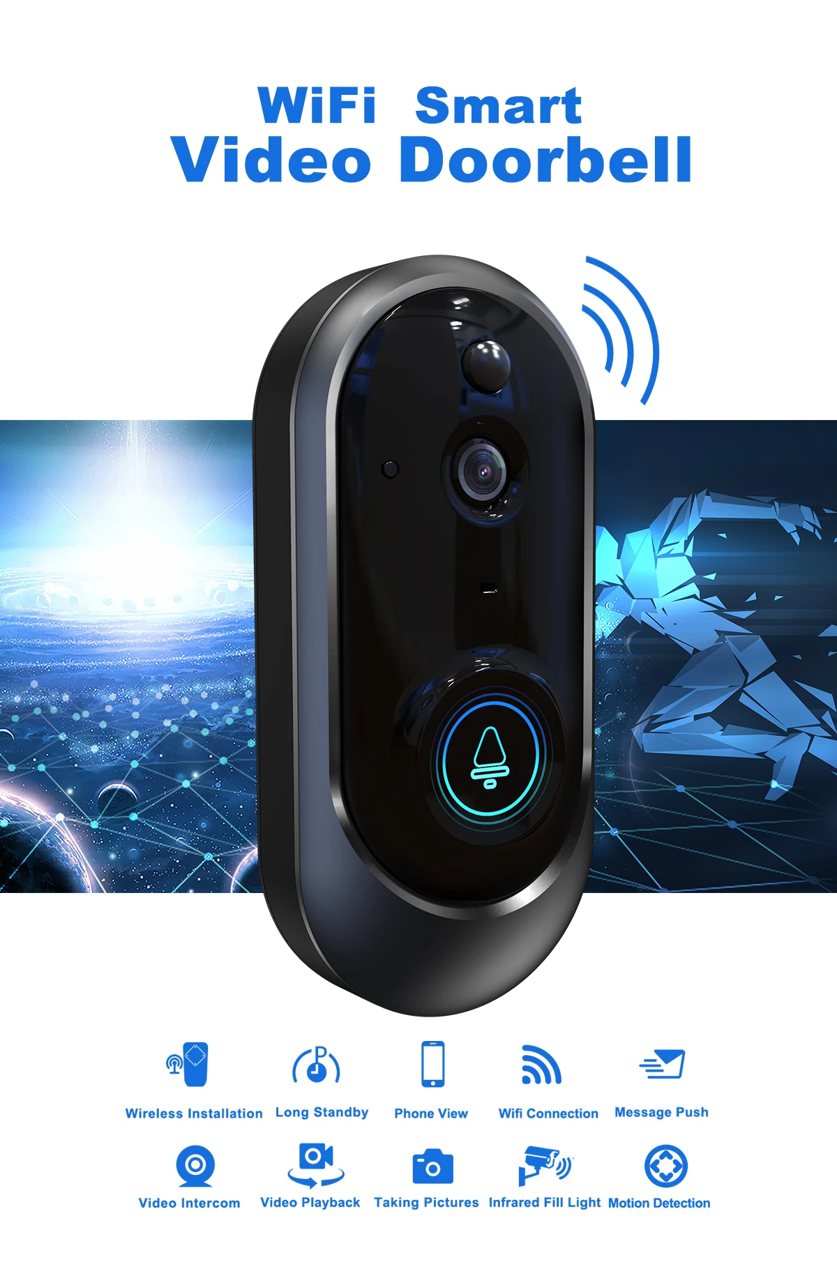 MR108 беспроводная камера Wi-Fi для дверного звонка Беспроводная HD 720P видео wifi дверной звонок кольцо с chime IR ночного видения беспроводной 2,4/5 android
