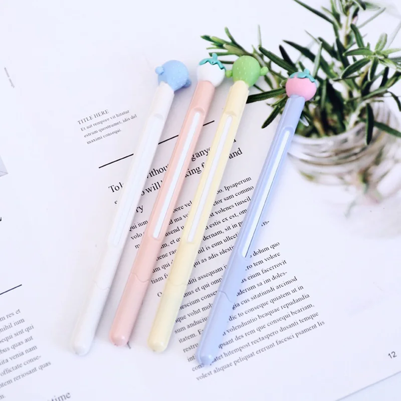 

1PC Cute Strawberry Pens Novelty Cactus Neutral Pens Kawaii Cartoon Gel Pens For Kids Gift School Office Supplies Stationery