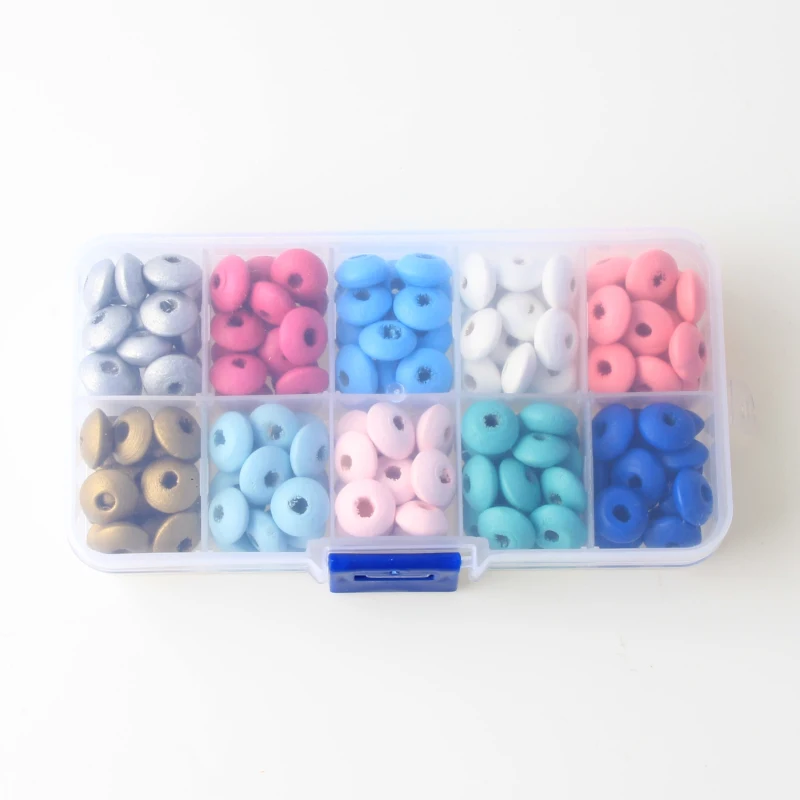 

Rianbow Color Flat Oval Shape Wood Beads For Jewelry Making DIY Necklace 1 Box 12x6mm