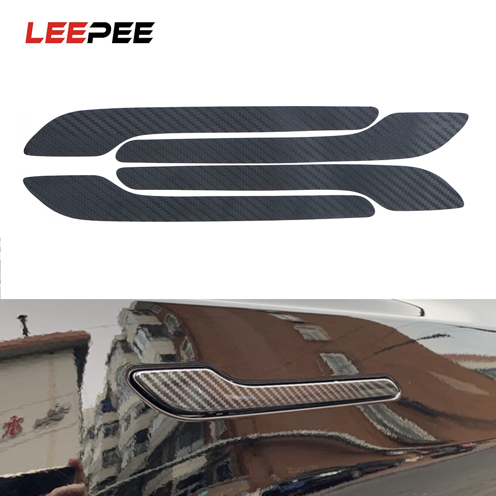 

LEEPEE 4Pcs Car Door Handle Sticker Protector Decals For Tesla Model 3 Anti-scratch Door Handle Wrap DIY Decorative Car-styling