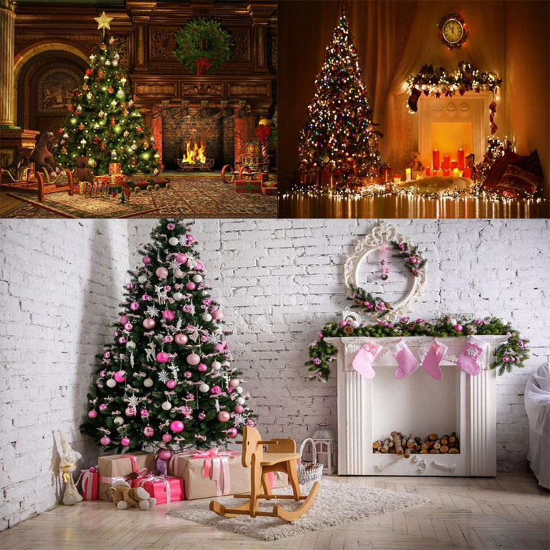 

WHISM Christmas Background Vinyl Photography Party Backdrops Computer Printed Christmas Tree for Photo Studio 3x5ft(90x150cm)