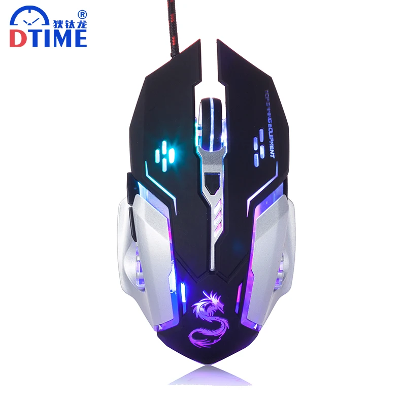Dtime бренд Проводная оптическая Мышь USB компьютерные мыши 3200 Точек на дюйм 6