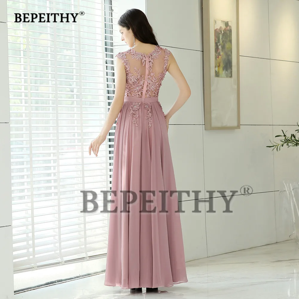 BEPEITHY розовые длинные вечерние платья Robe De Soiree винтажное выпускное платье с поясом vestido de festa вечерние платья