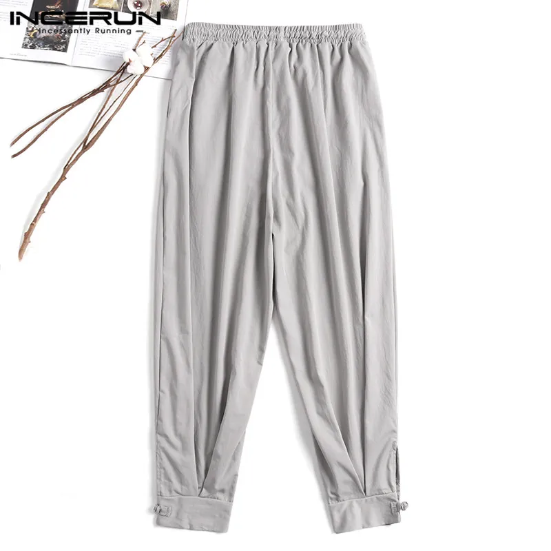 INCERUN Fashion Mens Pants Drop Crotch Loose Streetwear Joggers Harem Pants Men Hip-hop Solid Casual Trousers Men Harajuku