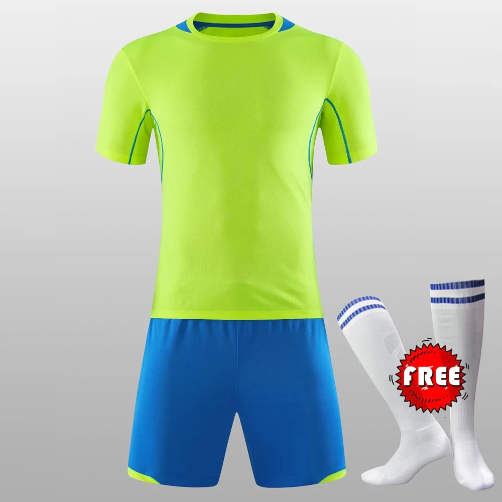 Бесплатные футбольные носки на заказ мужской, Футбол Трикотажные изделия набор Униформа взрослый футбол спортивная форма дышащая футбольная рубашка спортивный костюм с коротким топом - Цвет: Green