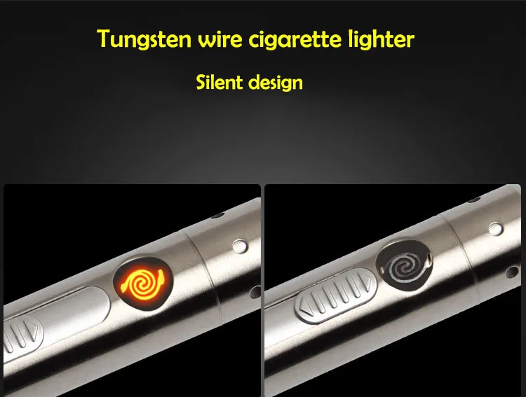 3 в 1 USB мини-фонарик электронные легче Портативный индикатор аварийного жизни Освещение Нержавеющая сталь инфракрасный лазерный ручки