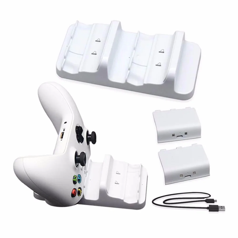 

TOP For Xbox One S Charger Dual Dock Charging Station with 2 Battery Packs and USB Charging Cable Wireless Controler