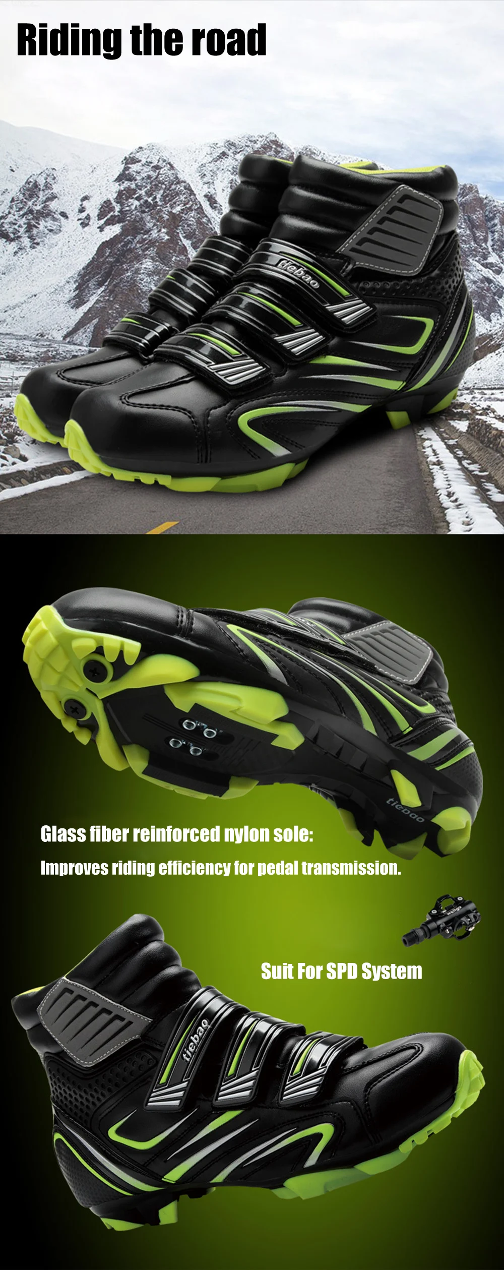 TIEBAO Winter Cycling Shoes SPD Pedals Set Sapatilha Ciclismo MTB Bike Bicycle Breathable Self-locking Riding bicycle Shoes